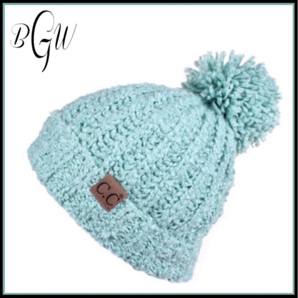 Chenille Beanie with Pom in Mint!  ❄️